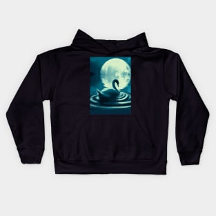 Swan in the Full Moon Kids Hoodie